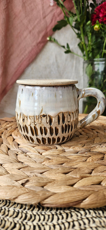 Zauberhaftes Teeset in Creme/Weiß☺️🌷 Tasse+ Teeeinsatz💫