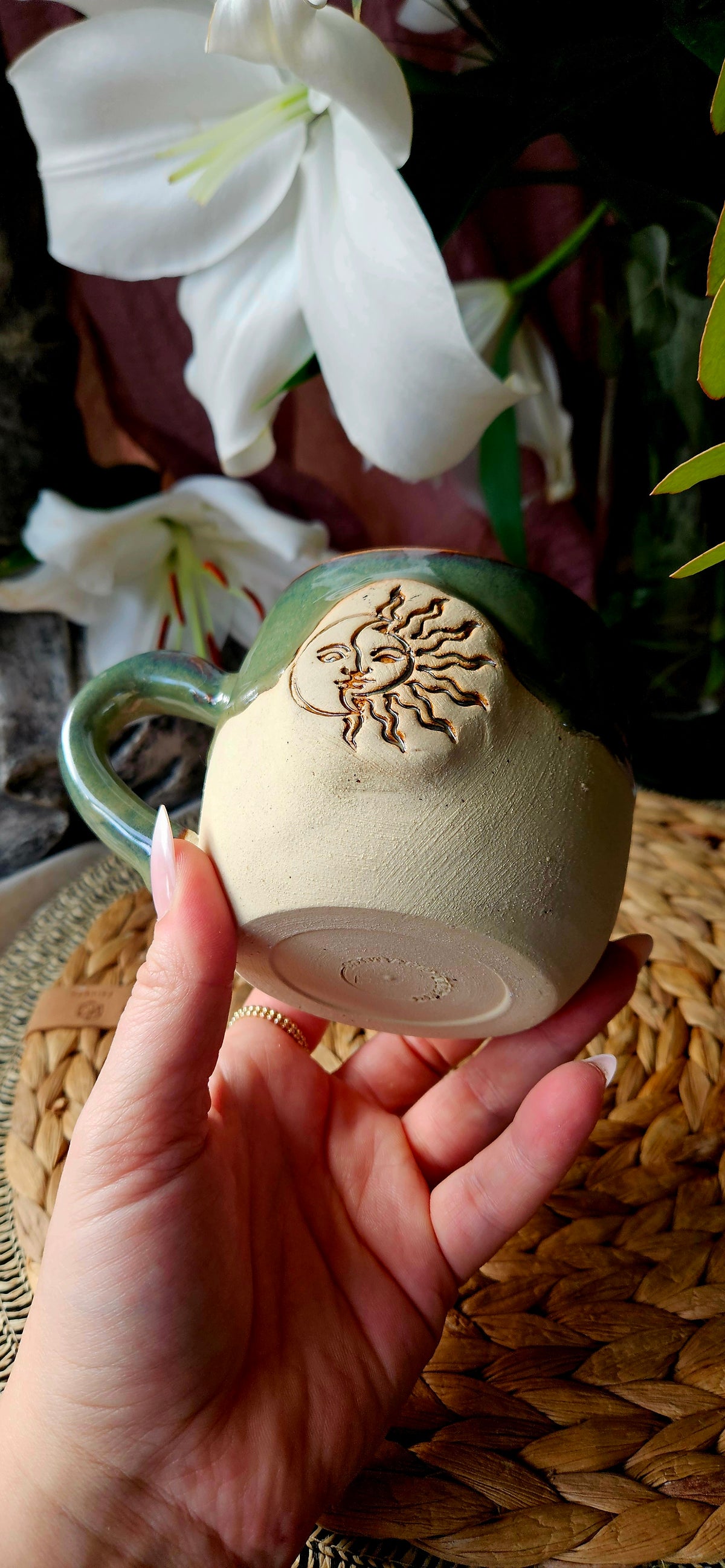 Zauberhafte ,,Sonnen" Tasse in Waldgrün✨️🌷
