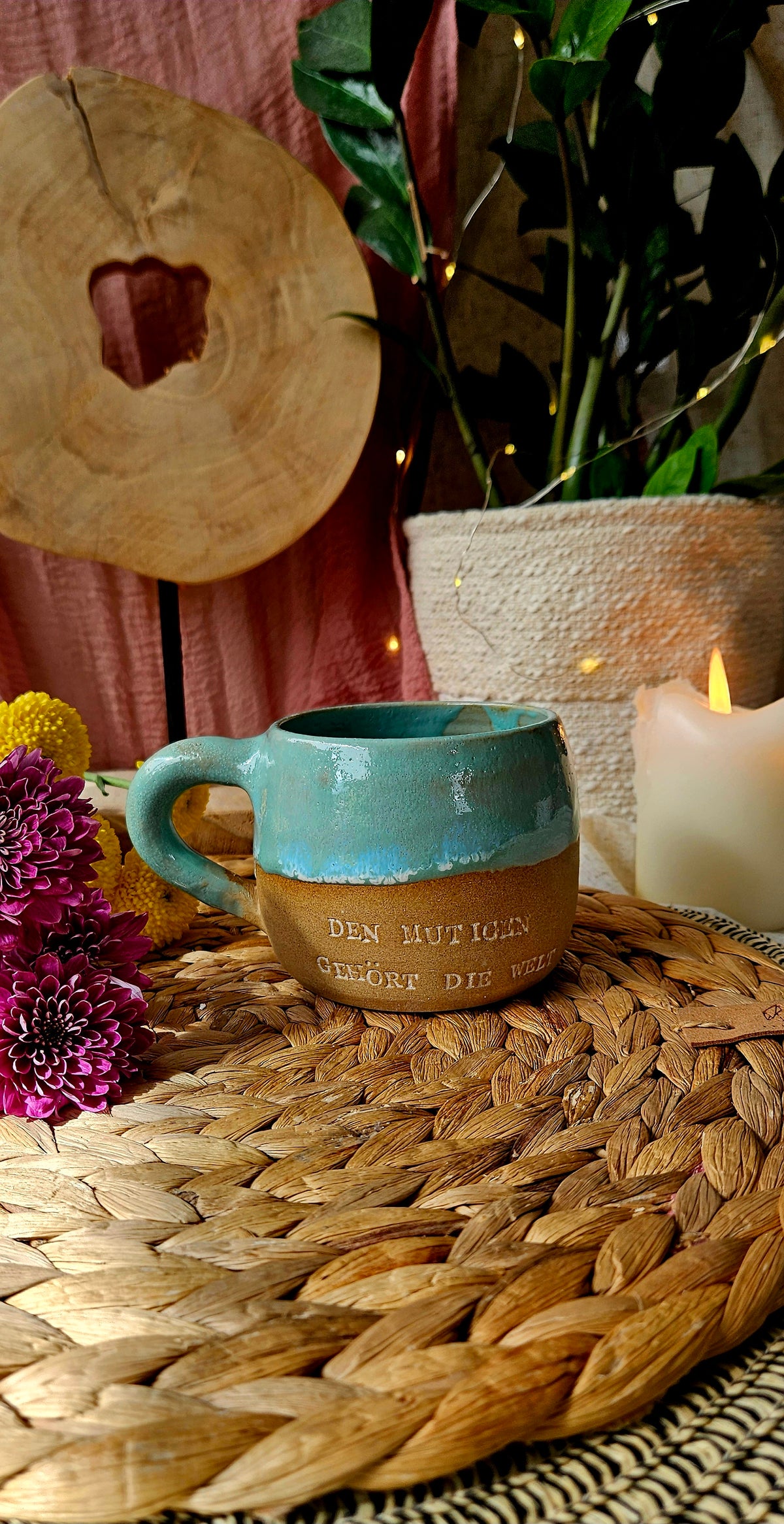 Zauberhafte ,,Statement" Tasse in Türkis 🌷🌺