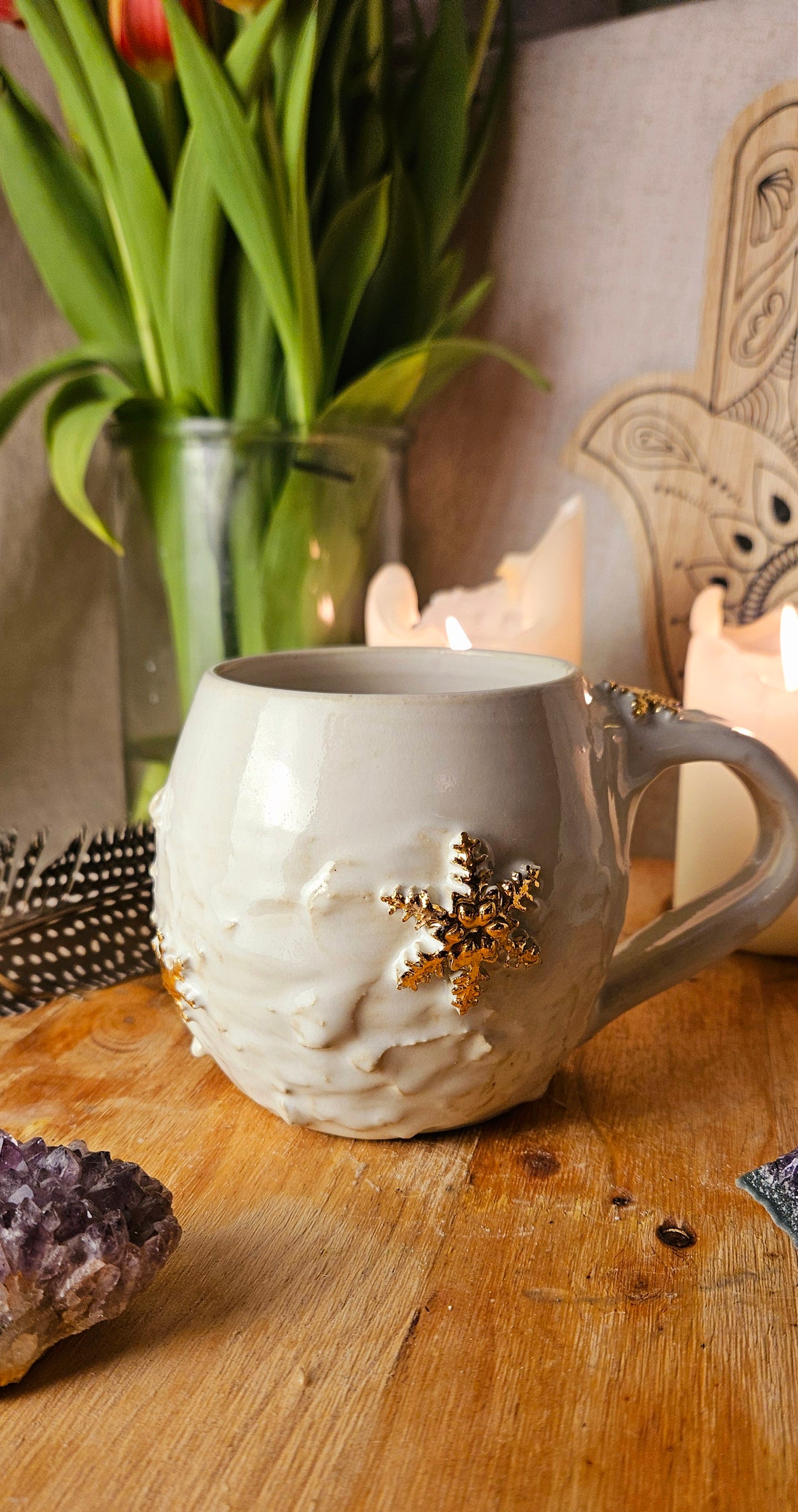 Wunderschöner                       ,,Schneeflocken" Becher mit Echtgold🌷✨️🫶