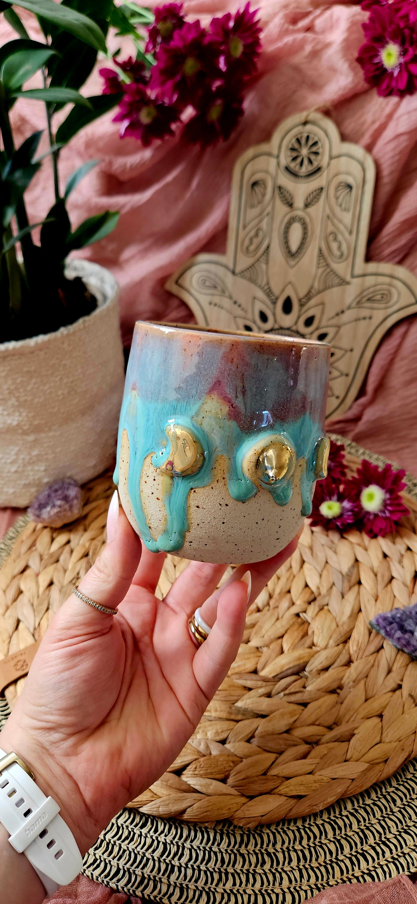 Zauberhafter Mondphasen Becher mit Gold🫶✨️🌸