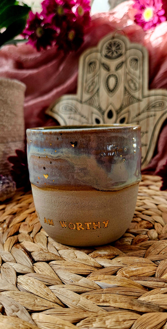 Eleganter ,,I am Worthy" Becher mit Goldherzen🌷🫶