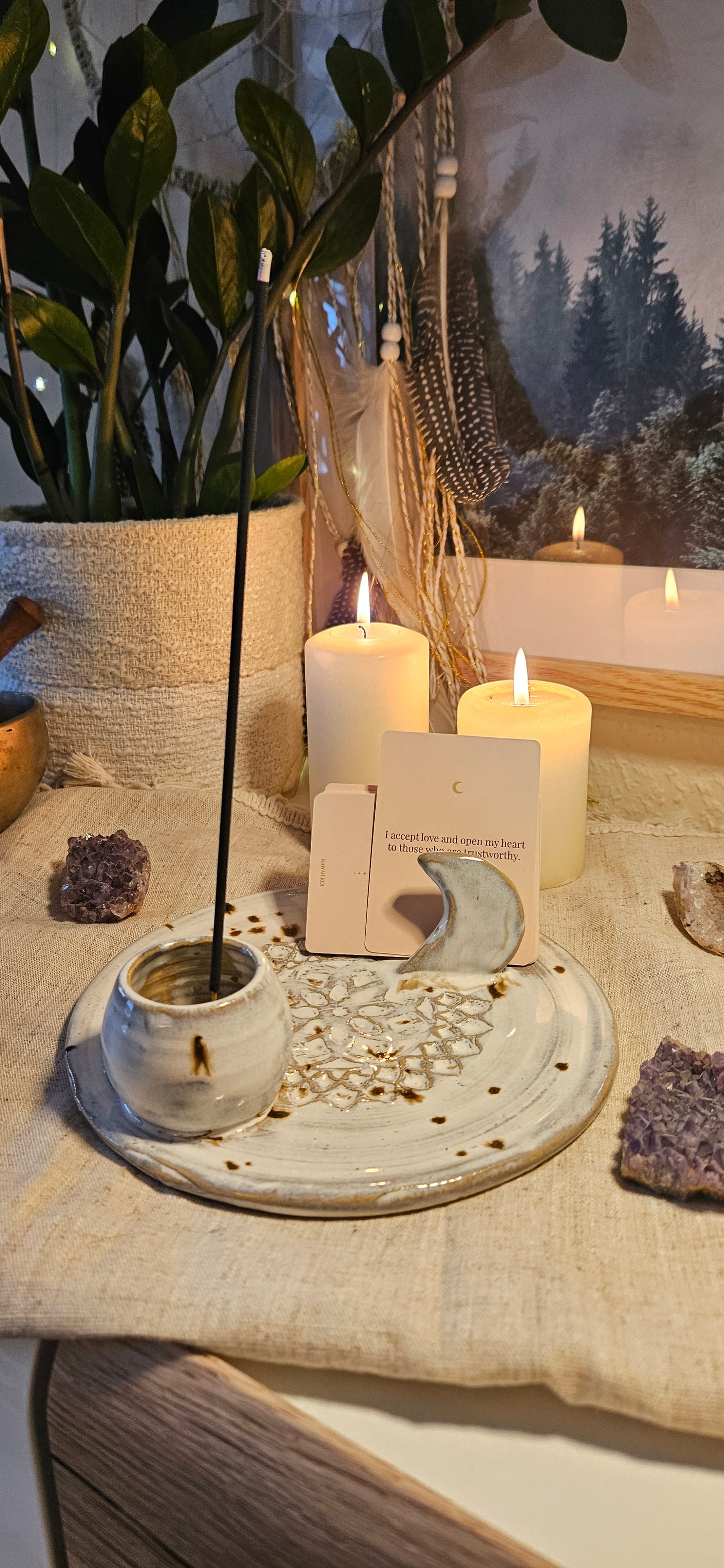Wunderschöner Meditationsteller Weiß/Beige🧚‍♀️🌙✨️