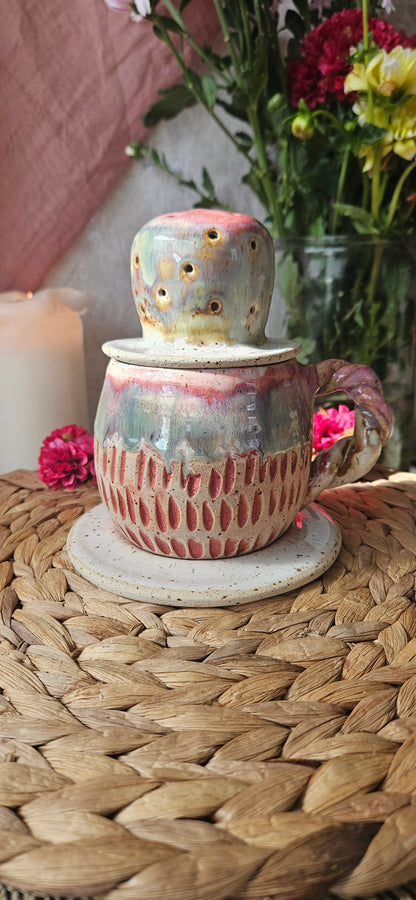Zauberhaftes Teeset in tollen Farbverläufen🌷🫶 Tasse+Teeinsatz+Unterteller 💫