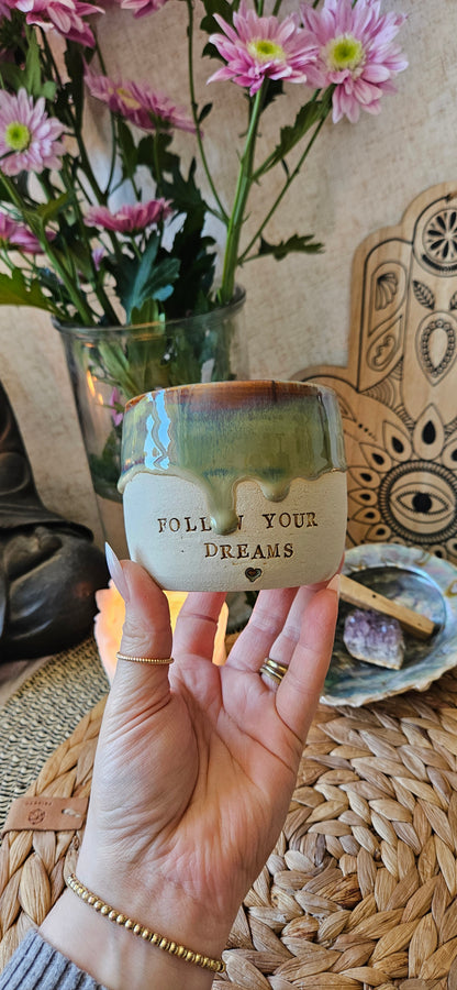 Einzigartiger ,,Follow your Dreams" Becher in Grün🌷🌸