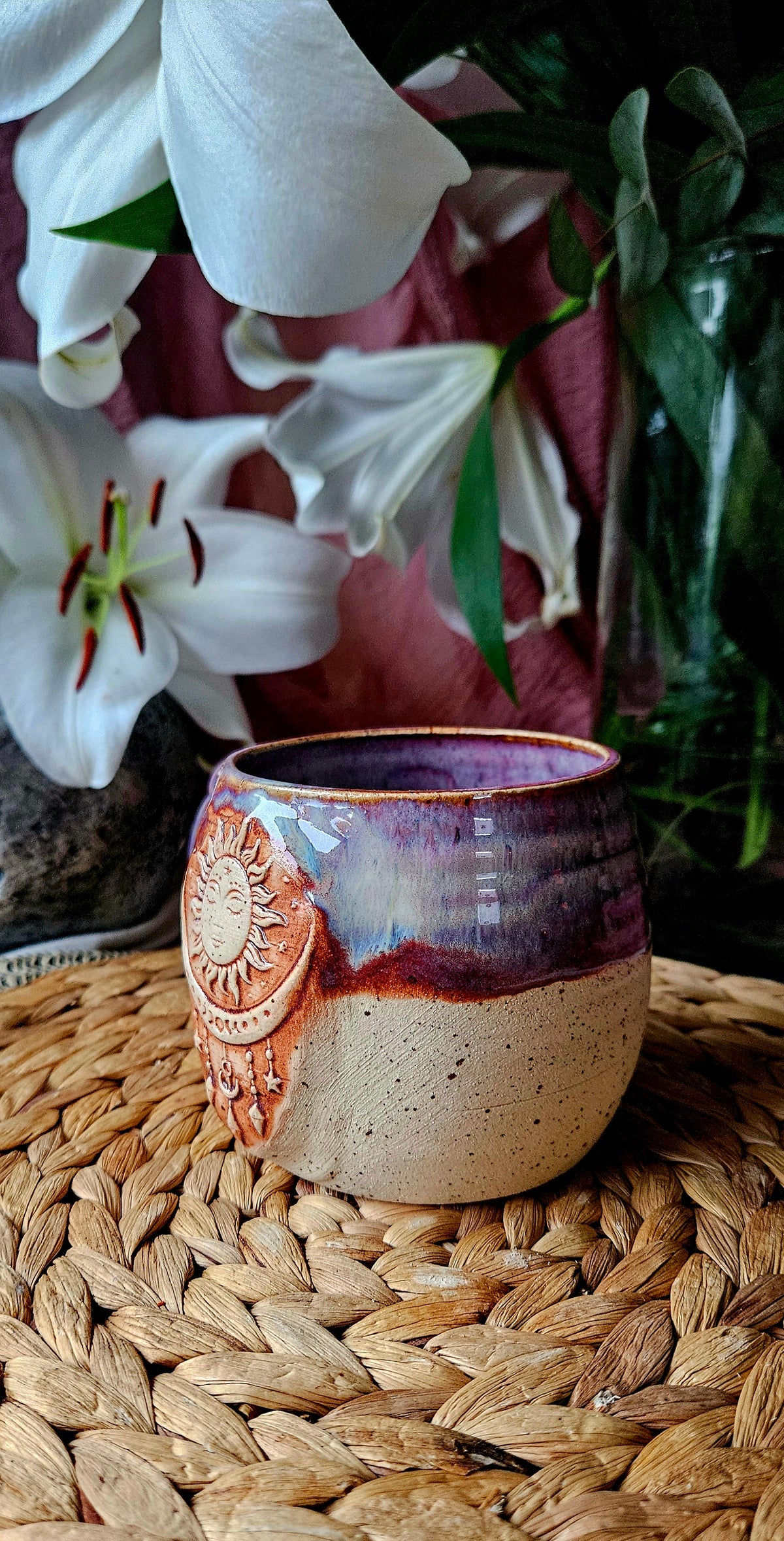 Traumhafte Sonne Mond Tasse in Lila🌕🌙