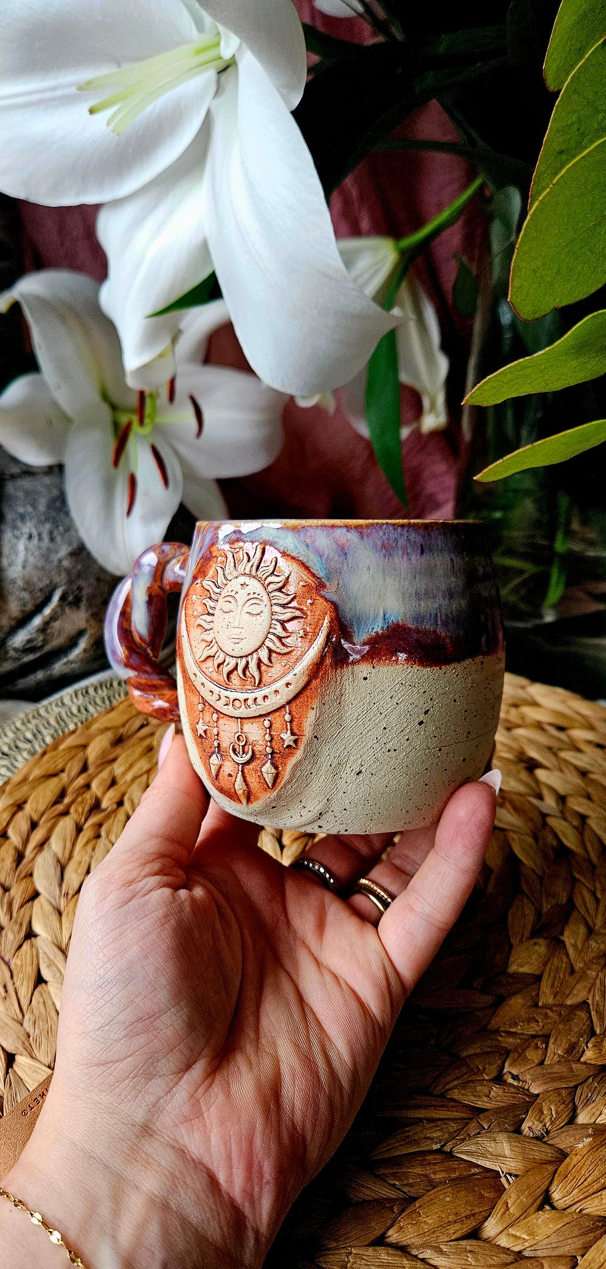 Traumhafte Sonne Mond Tasse in Lila🌕🌙