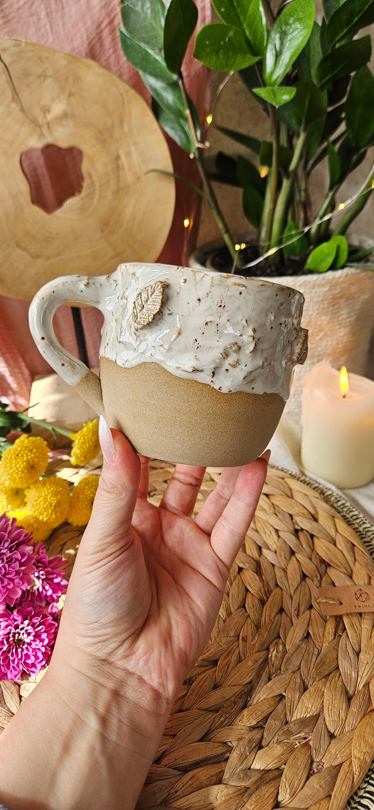 Zauberhafte Herbsttasse in weiß ☺️🌷🌺