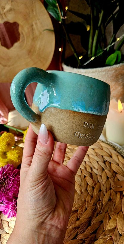 Zauberhafte ,,Statement" Tasse in Türkis 🌷🌺