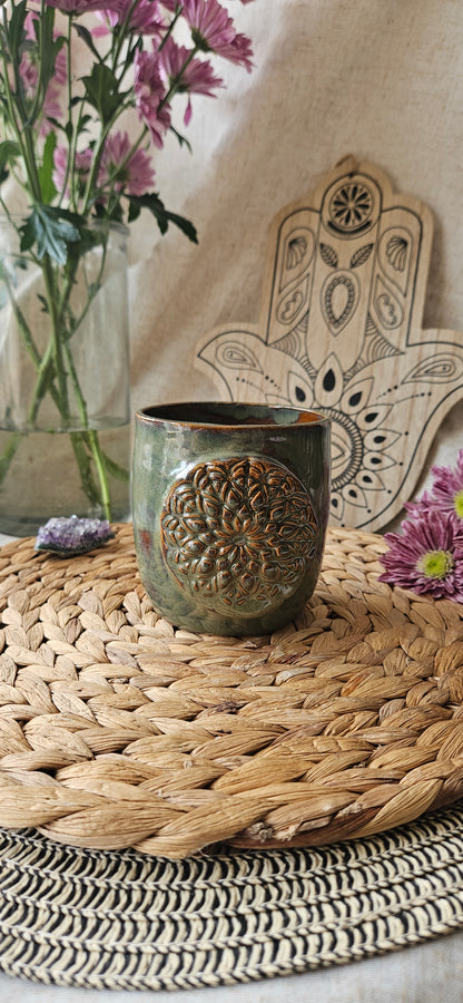 Meditativer Mandala Becher in Grün🧘‍♀️🌙