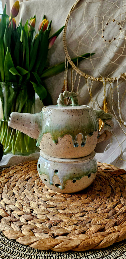Einzigartige Teekanne mit Stövchen🍵🪷