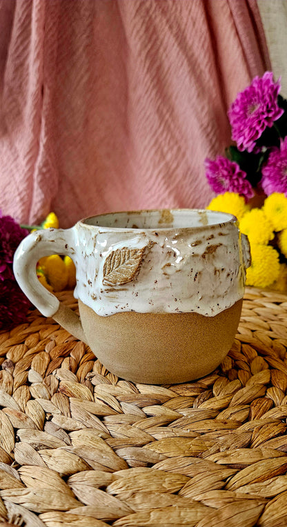 Traumhaft schöne Herbst Tasse mit Blättern in weiß🍂💫